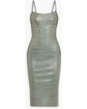 Hervé Léger Metallic Coated Bandage Dress - Green