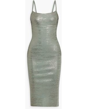 Hervé Léger Metallic Coated Bandage Dress - Green