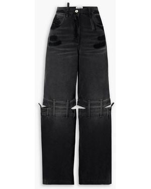 The Attico Cutout High-rise Wide-leg Jeans - Black