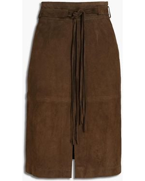 Vanessa Bruno Belted Suede Skirt - Brown