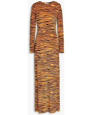 Rabanne Maxikleid aus devoré-samt mit tigerprint - Mettallic