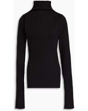 Philosophy Di Lorenzo Serafini Cutout Ribbed-knit Turtleneck Sweater - Black