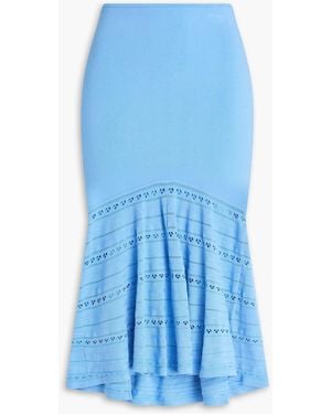 Victoria Beckham Flared Pointelle-Knit Midi Skirt - Blue