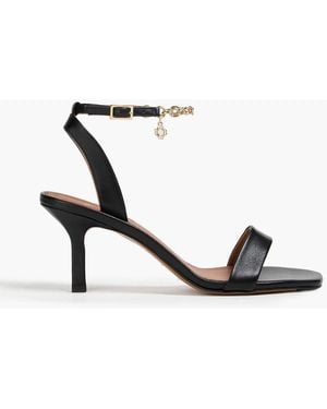 Maje Chain-Embellished Leather Sandals - White