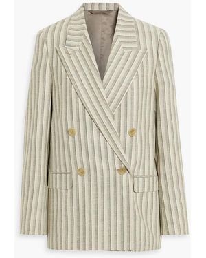 Acne Studios Double-breasted Striped Wool And Cotton-blend Tweed Blazer - White