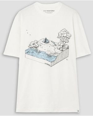 and wander Printed Cotton-blend Jersey T-shirt - White