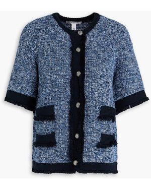 Cotton by Autumn Cashmere Frayed Crochet-Knit Cotton Jacket - Blue