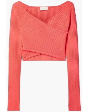 LAPOINTE Cropped oberteil aus stretch-strick mit wickeleffekt - Rot