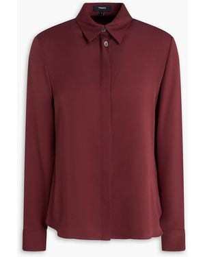 Theory Silk Crepe De Chine Shirt - Red