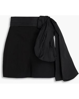 McQueen Bow-detailed Taffeta And Wool-crepe Shorts - Black