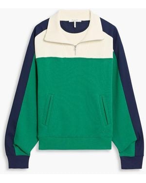 Rag & Bone Vintage Color-Block French Cotton-Blend Terry Half-Zip Sweatshirt - Green