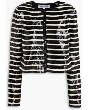 Veronica Beard Mickey Striped Sequined Woven Jacket - Black