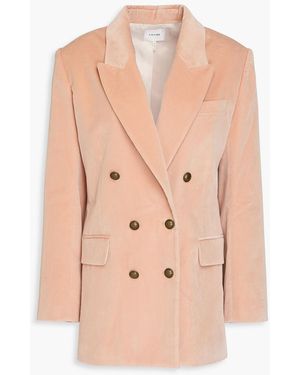 FRAME Double-breasted Cotton-blend Velvet Blazer - Natural