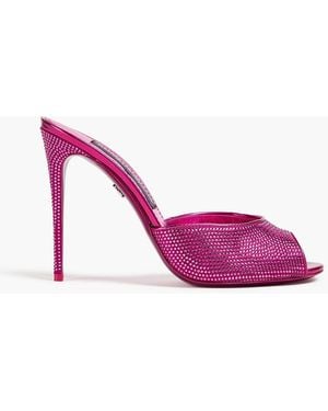 Dolce & Gabbana Crystal-embellished Satin Mules - Pink