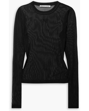 T By Alexander Wang Crystal-embellished Tulle Top - Black