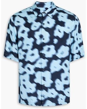 Sandro Printed Satin Shirt - Blue