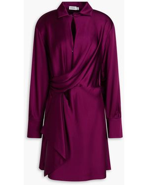 Jonathan Simkhai Talit Wrap-Effect Draped Satin Mini Dress - Purple