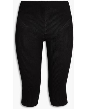 Jacquemus Arancia Cropped Ribbed-Knit Leggings - Black