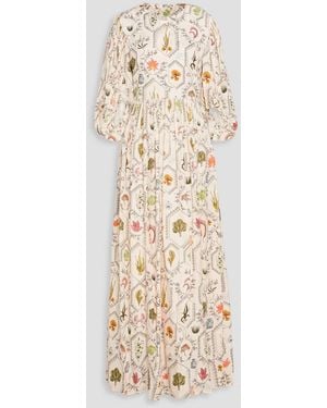 Agua Bendita Raquel Embellished Printed Jacquard Maxi Dress - Natural