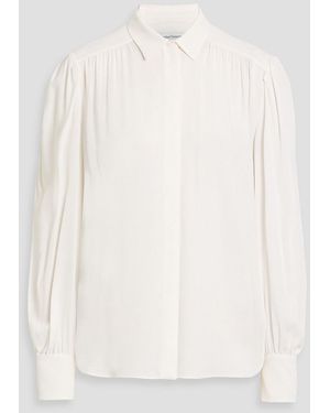 Another Tomorrow Gathered Crepe Blouse - White