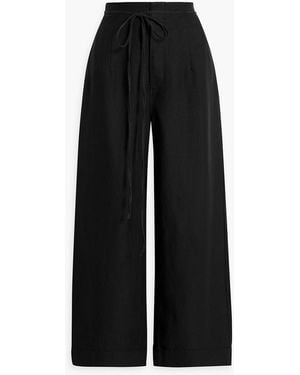 Onia Linen And Lyocell-blend Wide-leg Trousers - Black