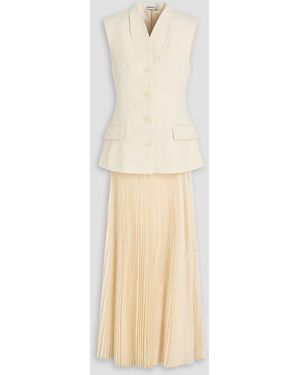 Jonathan Simkhai Georgina Layered Satin And Twill Midi Dress - Natural