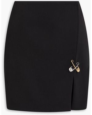 Versace Embellished Grain De Poudre Wool-Blend Mini Skirt - Black