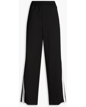 Sandro Grosgrain-trimmed Twill Wide-leg Trousers - Black