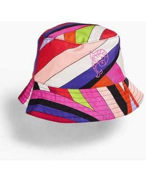 Emilio Pucci Embroidered Printed Silk-twill Bucket Hat - Pink