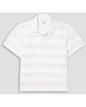Bode Camp-Collar Panelled Cotton-Poplin And Lace Shirt - White