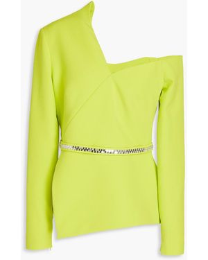 Safiyaa Brielle One-shoulder Belted Crepe Top - Yellow