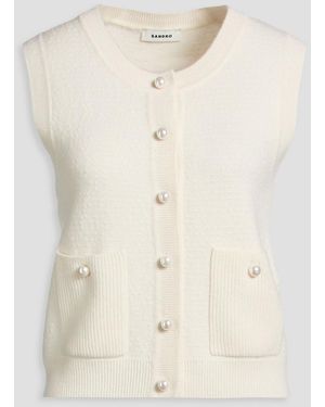Sandro Faux Pearl-Embellished Bouclé-Knit Wool-Blend Vest - Natural