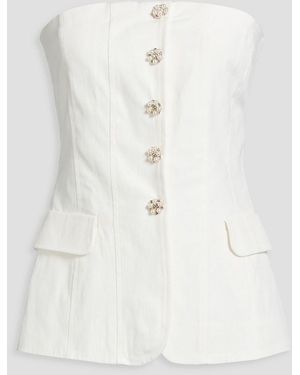 Maje Strapless Slub Woven Top - White