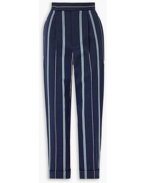 Ralph Lauren Evane Striped Wool And Cotton-blend Twill Tapered Pants - Blue