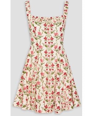Agua Bendita Moriche Canna Floral-print Linen Mini Dress - White
