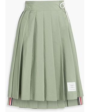Thom Browne Pleated Cotton-Blend Ripstop Skirt - Green