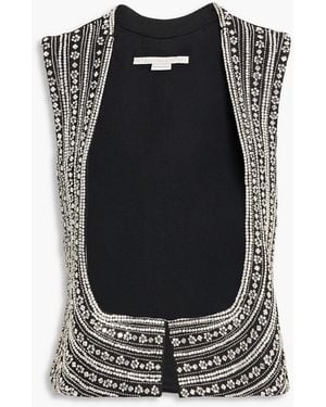 Stella McCartney Crystal-Embellished Wool-Twill Vest - Black