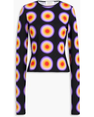 Sportmax Ennio Printed Stretch-jersey Top - Blue