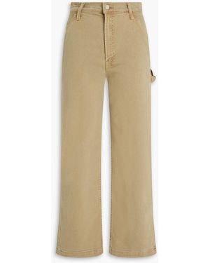 Mother Lil Stud Cropped High-Rise Wide-Leg Jeans - Natural