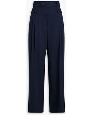 Stine Goya Belted Pinstriped Twill Wide-Leg Trousers - Blue
