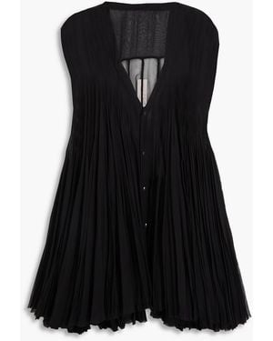 Rick Owens Fluted Silk-Chiffon Vest - Black