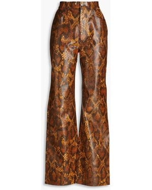 Nanushka Camma Snake-effect Straight-leg Pants - Brown