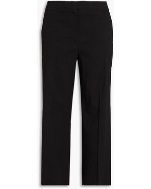 Theory Terena Linen-Blend Straight-Leg Trousers - Black