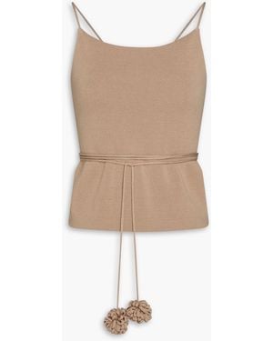 By Malene Birger Gillian Lace-up Knitted Top - Natural
