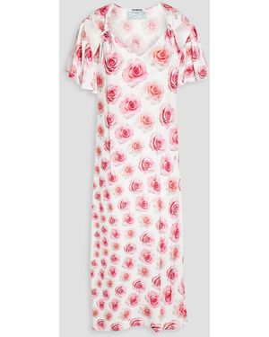 Vivetta Cutout Bow-embellished Floral-print Crepe Midi Dress - Pink