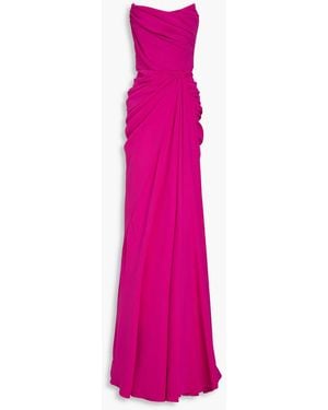 Rhea Costa Zaira Strapless Draped Crepe Gown - Pink