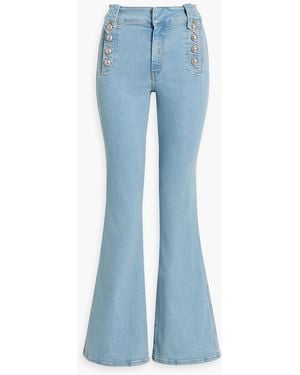 10 Crosby Derek Lam Button-embellished High-rise Flared Jeans - Blue