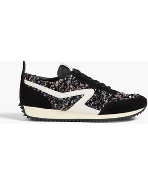 Rag & Bone Retro Runner Bouclé, Leather And Suede Trainers - Black