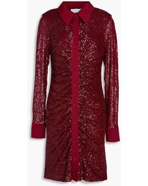 In the mood for love Sequined Tulle Mini Shirt Dress - Red