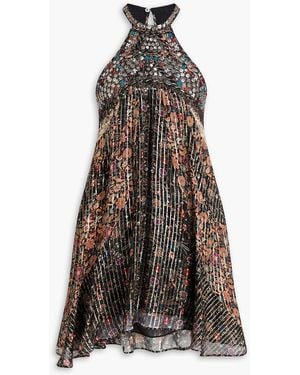 Isabel Marant Orfra Metallic Fil Coupé Silk And Lurex-blend Mini Dress - Black